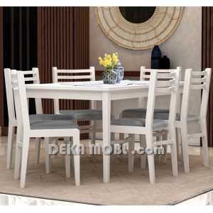 میز ناهارخوری شش نفره سفید مینیمال